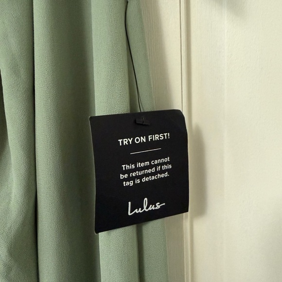 NWT Lulu’s Sage Brush Green Strapless Front Split Bridesmaid Prom Dress Medium - Picture 4 of 16